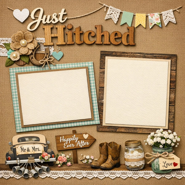 Just Hitched-Premade Scrapbook Page
