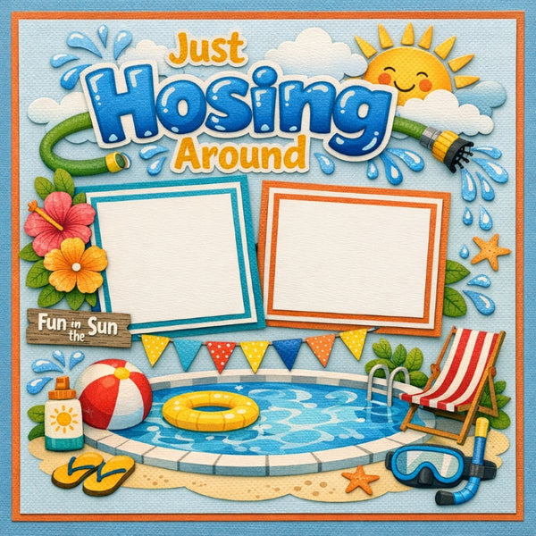 Just Hosing Around-Premade Scrapbook Page