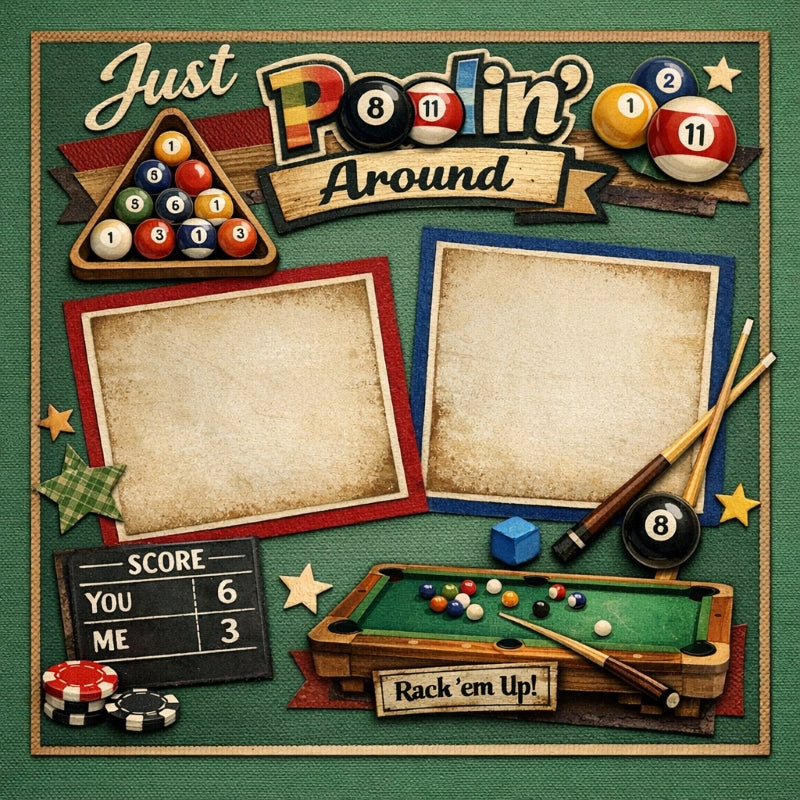 Just Poolin' Around-Premade Scrapbook Page
