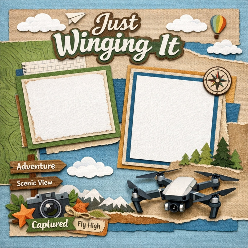 Just Winging It-Premade Scrapbook Page