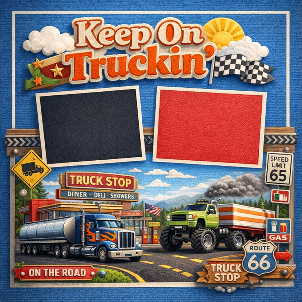Keep On Truckin'-Premade Scrapbook Page