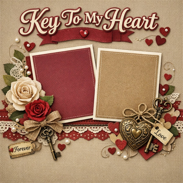 Key To My Heart-Premade Scrapbook Page
