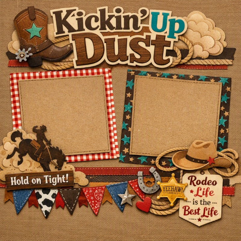 Kickin' Up Dust-Premade Scrapbook Page
