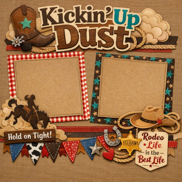 Kickin' Up Dust-Premade Scrapbook Page