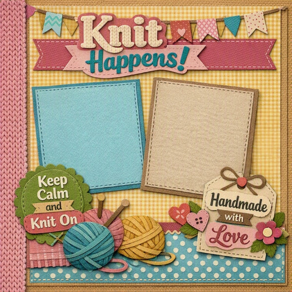Knit Happens!-Premade Scrapbook Page