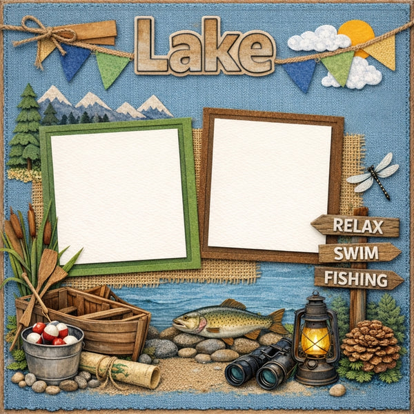 Lake-Premade Scrapbook Page