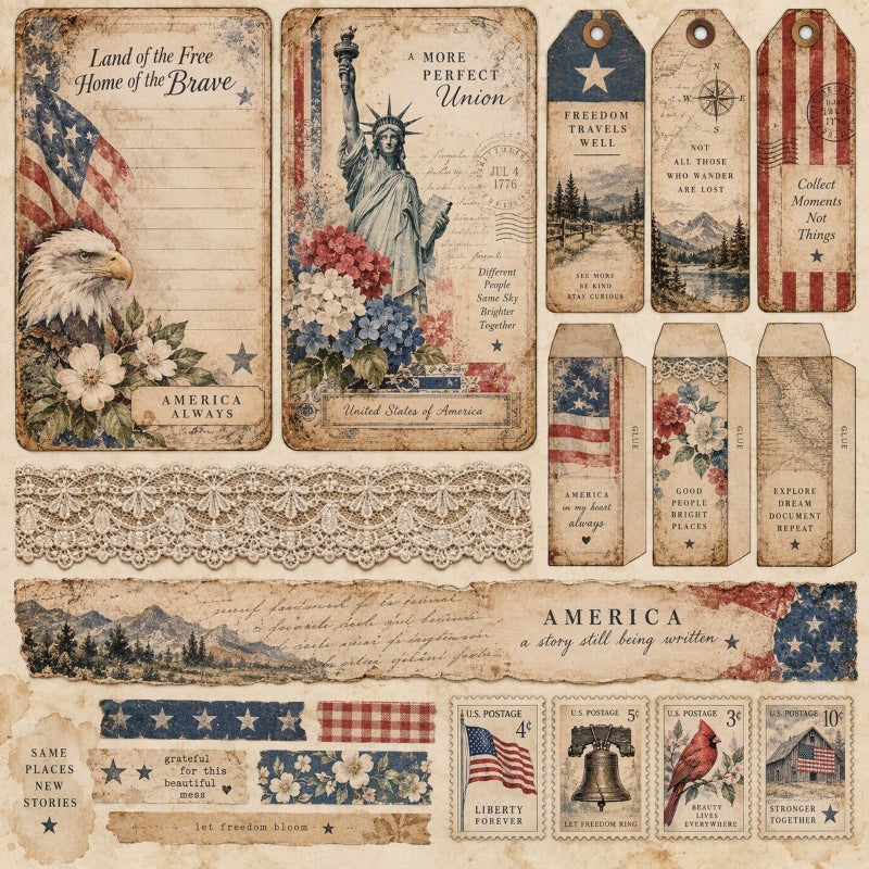 Land of the Free-Premade Junk Journal Page