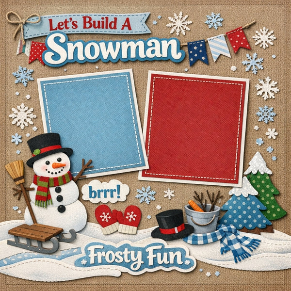 Let's Build A Snowman-Premade Scrapbook Page