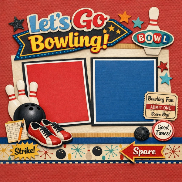 Let's Go Bowling!-Premade Scrapbook Page