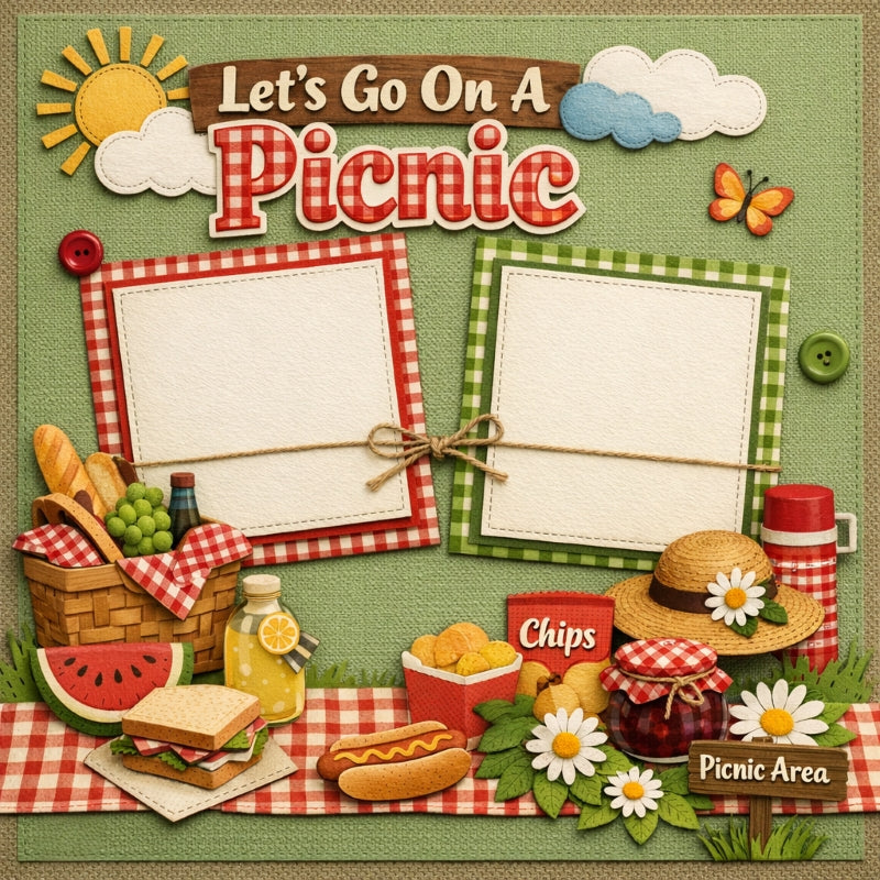 Let's Go On A Picnic-Premade Scrapbook Page