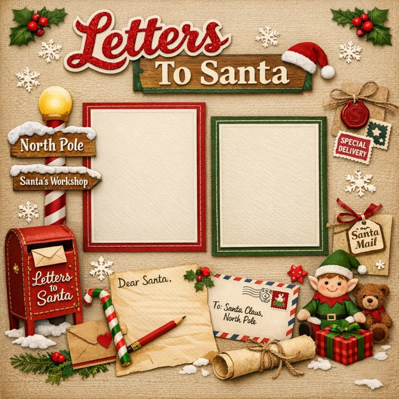Letters To Santa-Premade Scrapbook Page