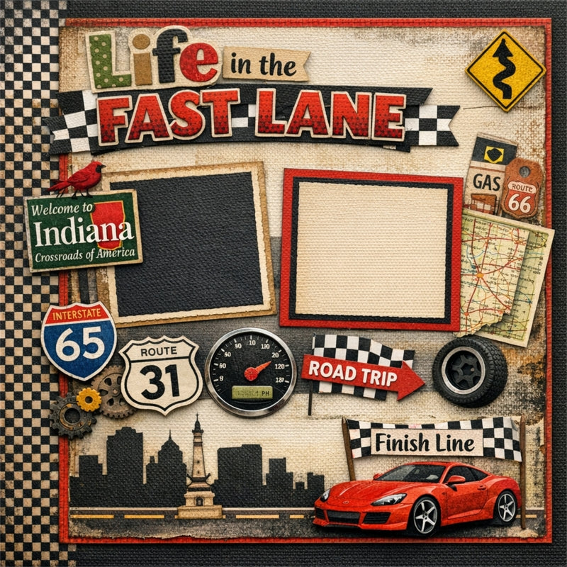 Life in the Fast Lane-Premade Scrapbook Page