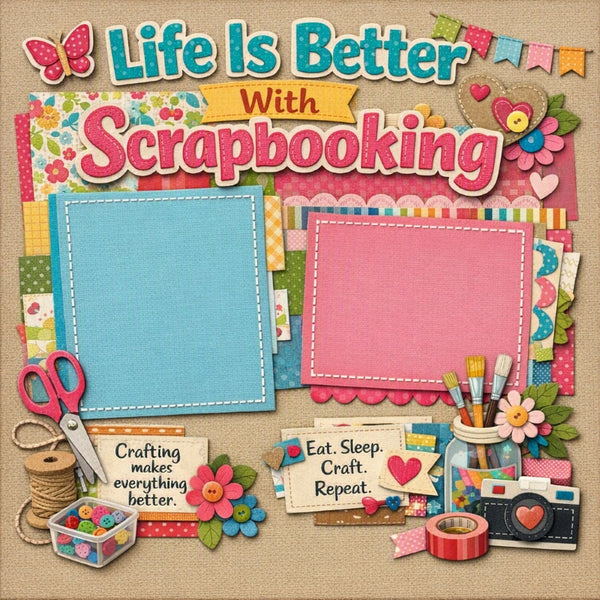 Life Is Better With Scrapbooking-Premade Scrapbook Page