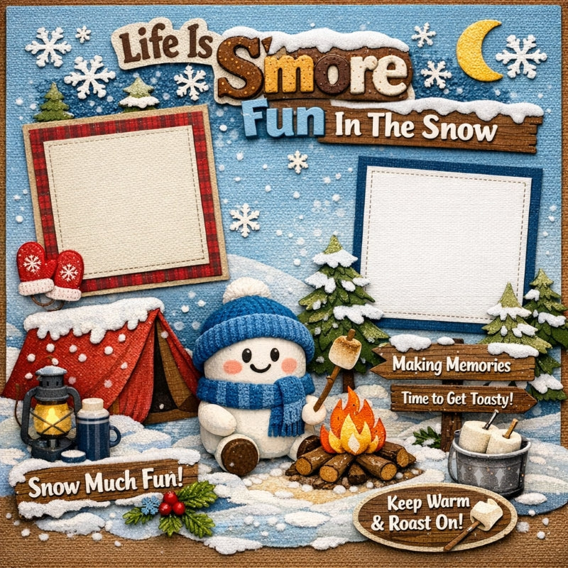 Life Is S'more Fun In The Snow-Premade Scrapbook Page