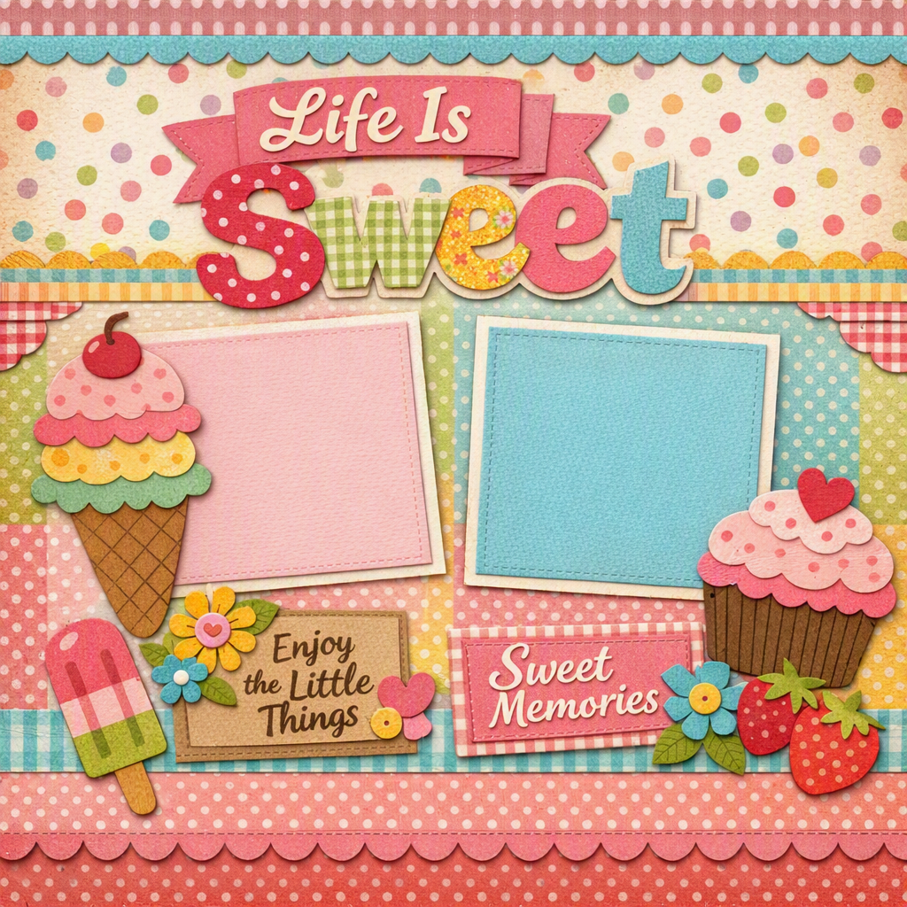 Life Is Sweet-Premade Scrapbook Page