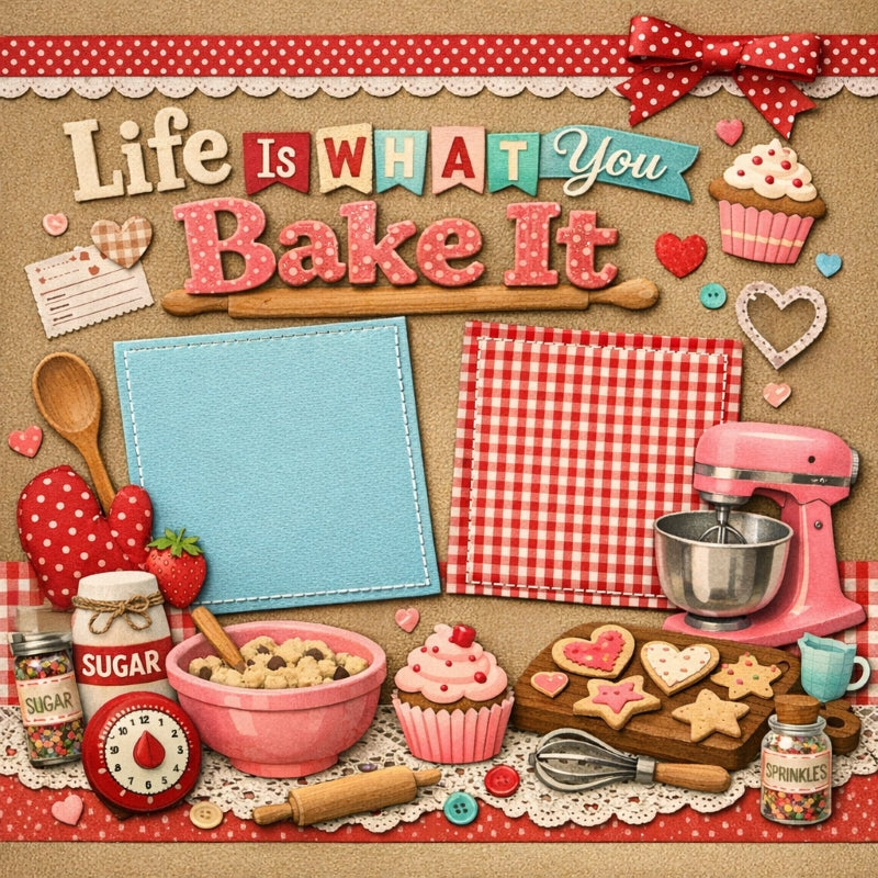 Life Is What You Bake It-Premade Scrapbook Page