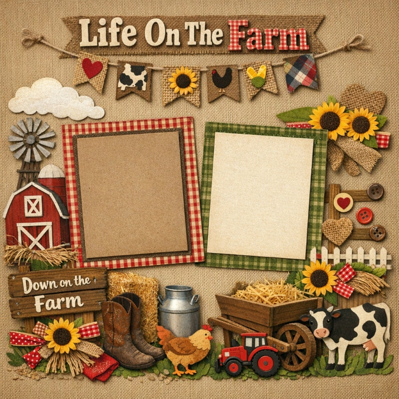 Life On The Farm-Premade Scrapbook Page