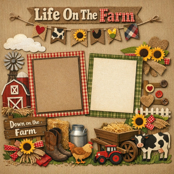 Life On The Farm-Premade Scrapbook Page
