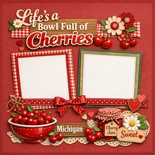 Life's A Bowl Full of Cherries-Premade Scrapbook Page