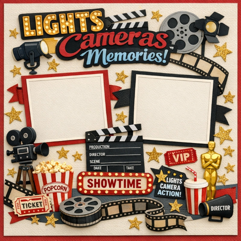 Lights Cameras Memories!-Premade Scrapbook Page