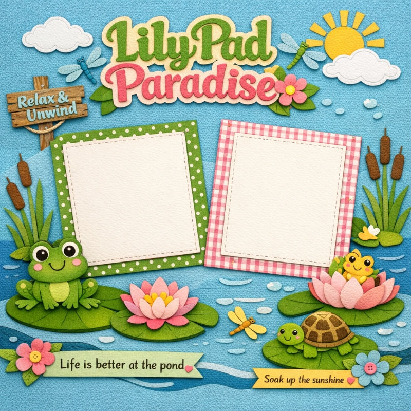Lily Pad Paradise-Premade Scrapbook Page