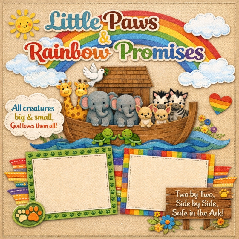 Little Paws & Rainbow Promises-Premade Scrapbook Page