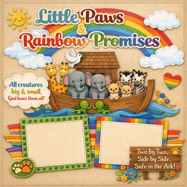Little Paws & Rainbow Promises-Premade Scrapbook Page