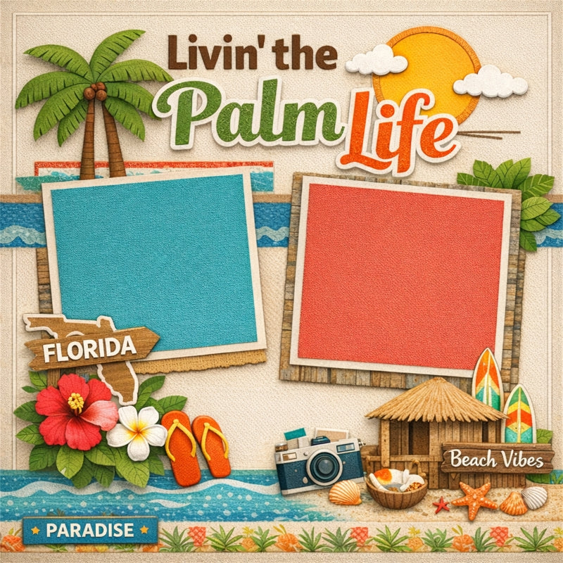 Livin' the Palm Life-Premade Scrapbook Page