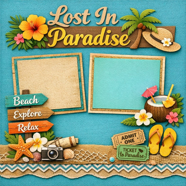 Lost In Paradise-Premade Scrapbook Page