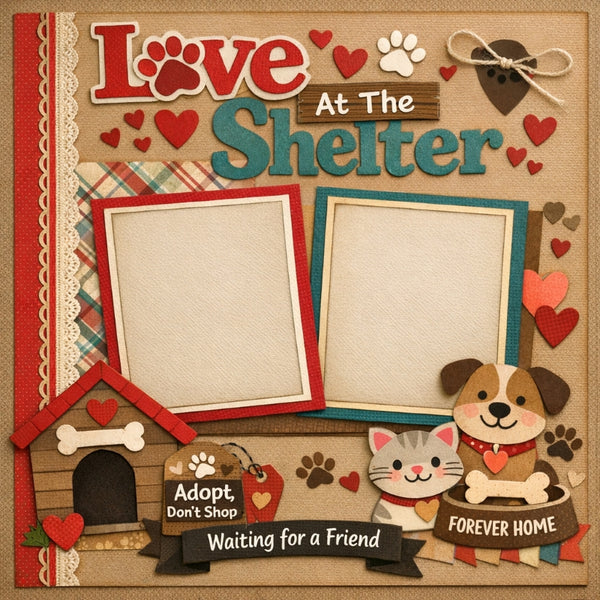 Love At The Shelter-Premade Scrapbook Page