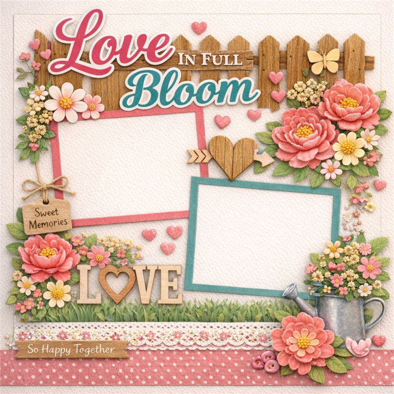Love In Full Bloom-Premade Scrapbook Page