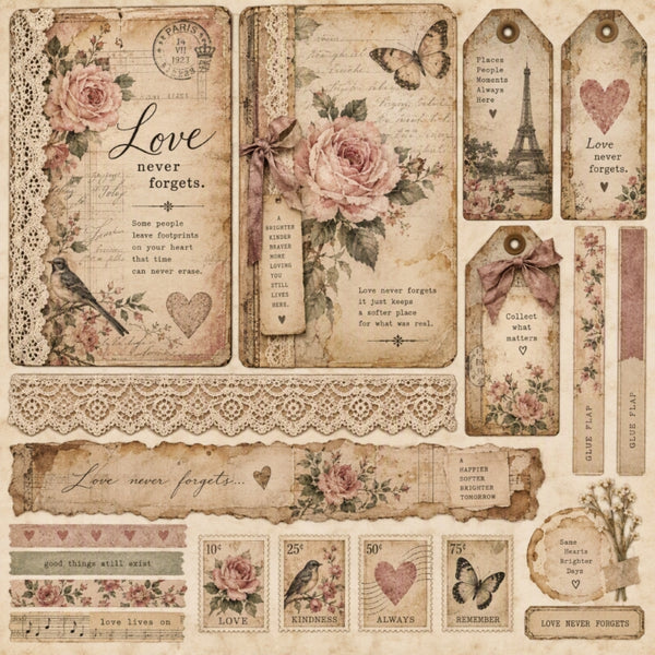 Love Never Forgets-Premade Junk Journal Page
