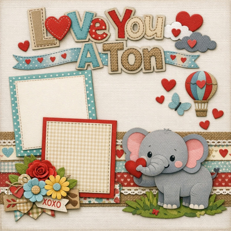 Love You A Ton-Premade Scrapbook Page