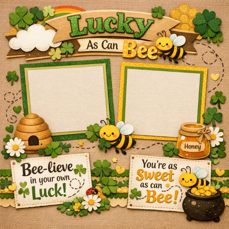 Lucky As Can Bee-Premade Scrapbook Page