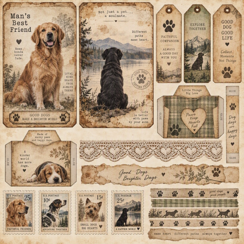 Man's Best Friend-Premade Junk Journal Page