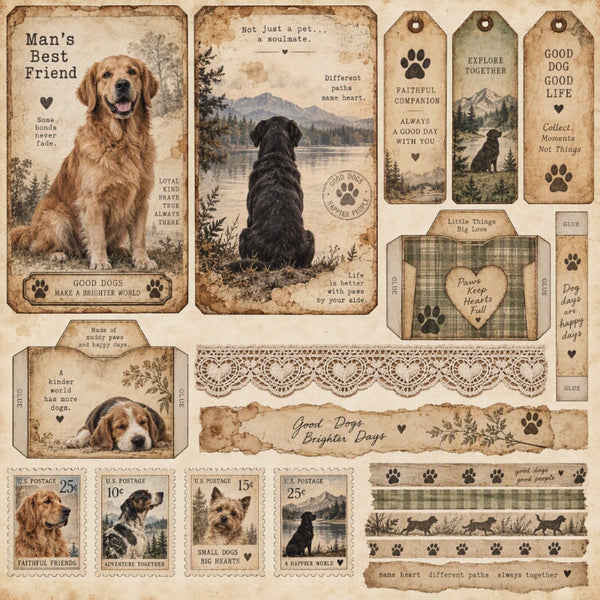 Man's Best Friend-Premade Junk Journal Page