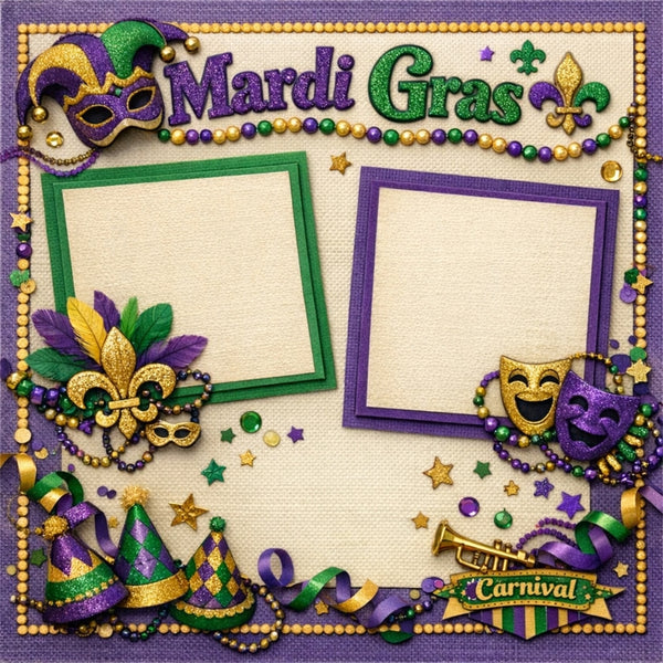 Mardi Gras-Premade Scrapbook Page