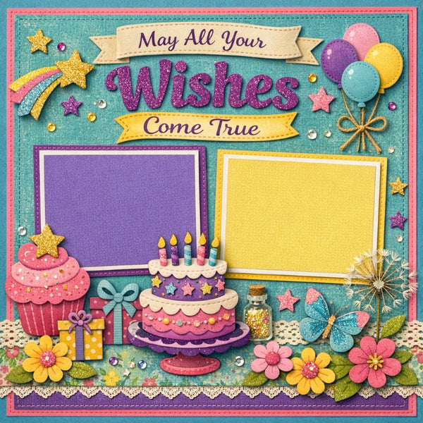 May All Your Wishes Come True-Premade Scrapbook Page