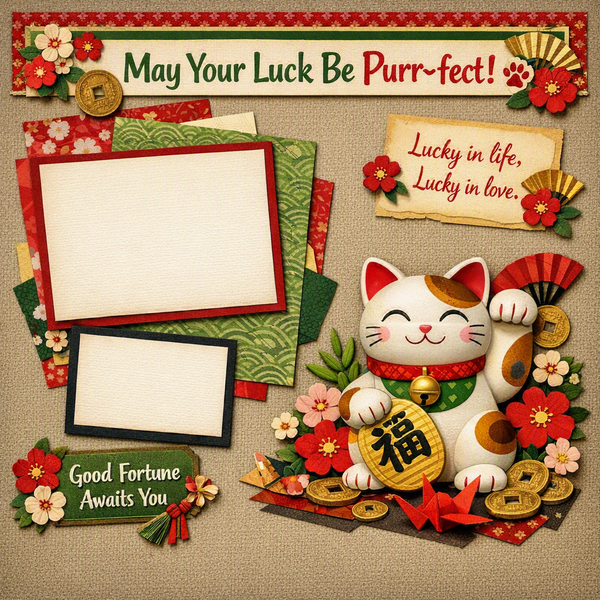 May Your Luck Be Purr-fect!-Premade Scrapbook Page