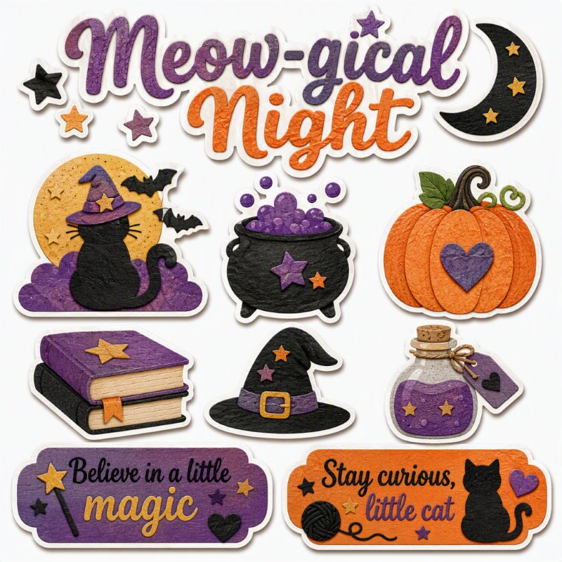 Meow-agical Night-Premade Cutout Set