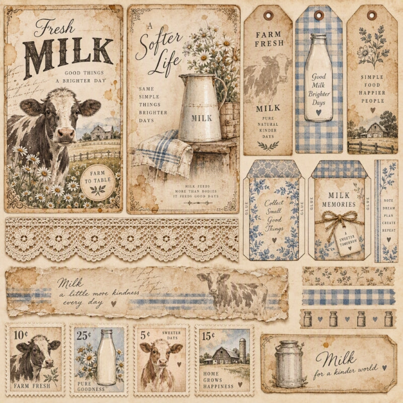 Fresh Milk-Premade Junk Journal Page