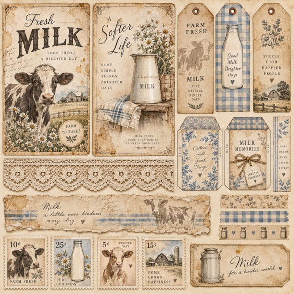 Fresh Milk-Premade Junk Journal Page