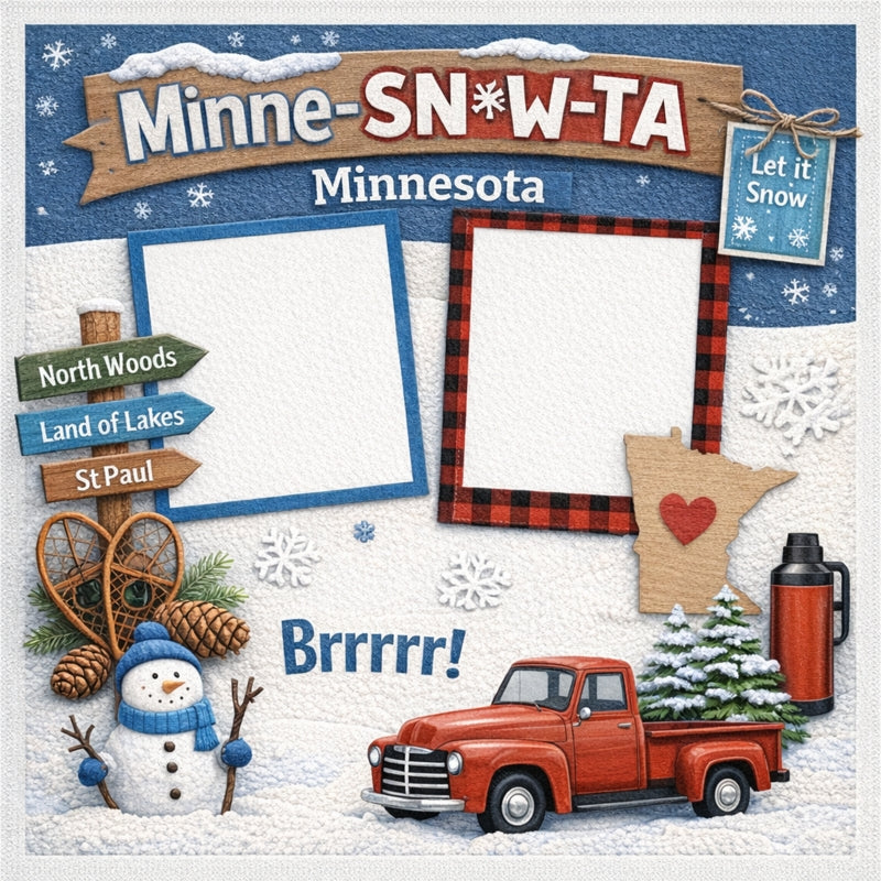 Minne-Snow-Ta-Premade Scrapbook Page