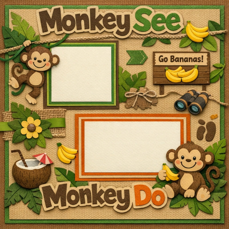Monkey See Monkey Do-Premade Scrapbook Page