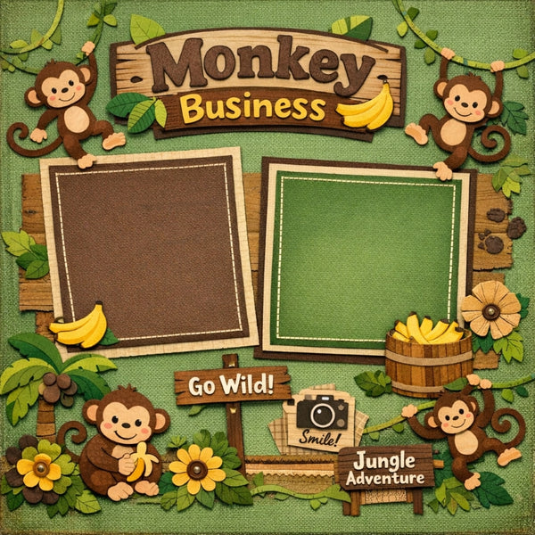 Monkey Business-Premade Scrapbook Page