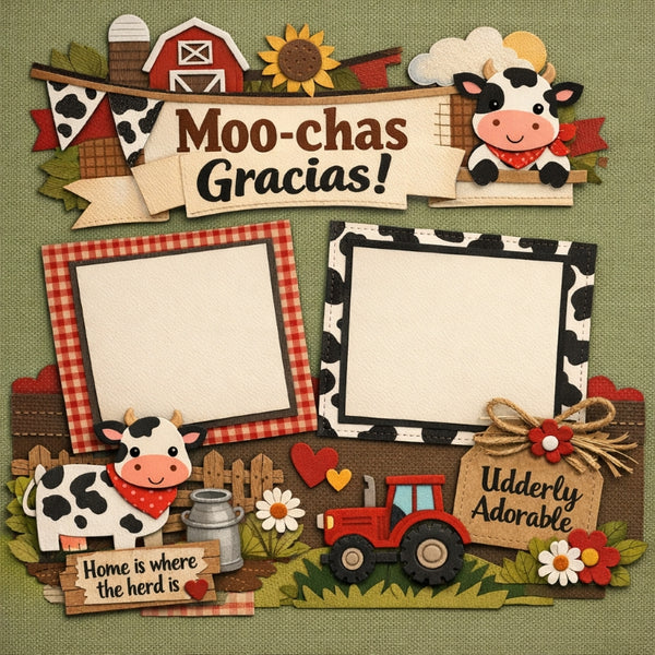 Moo-chas Gracias!-Premade Scrapbook Page