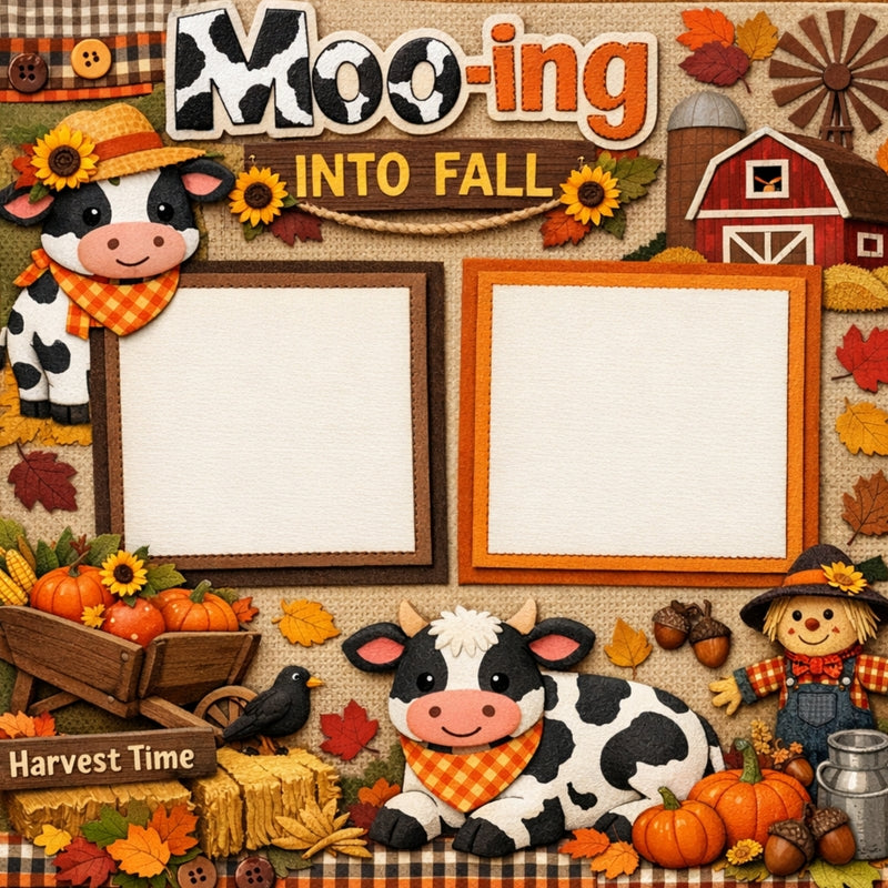 Moo-ing Into Fall-Premade Scrapbook Page
