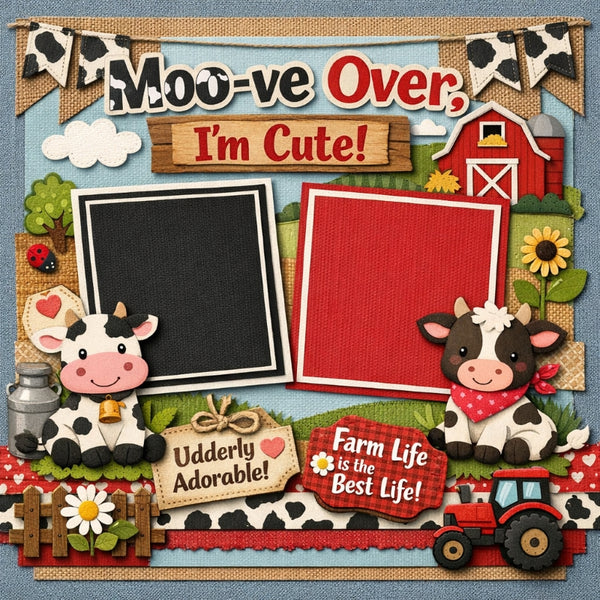 Moo-ve Over, I'm Cute!-Premade Scrapbook Page