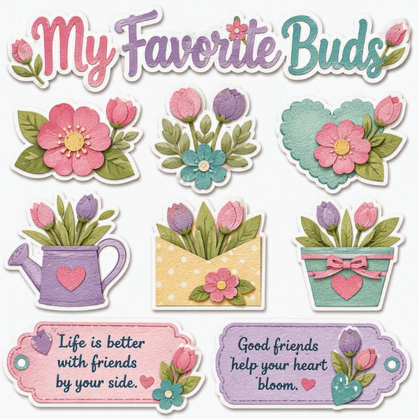 My Favorite Buds-Premade Cutout Set