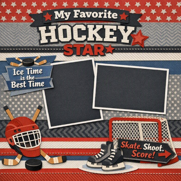My Favorite Hockey Star-Premade Scrapbook Page
